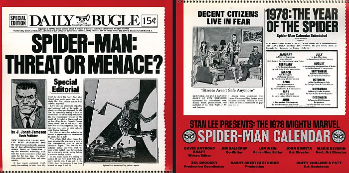 Marvel Calendar 1978